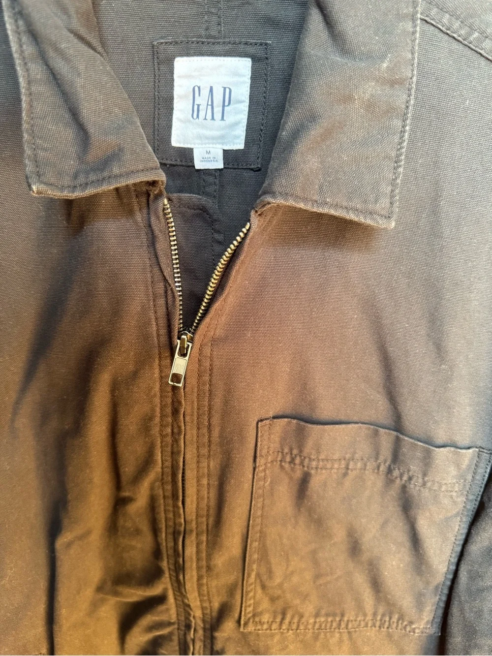 GAP Men's Dark Brown Zip-Front Shirt Jacket